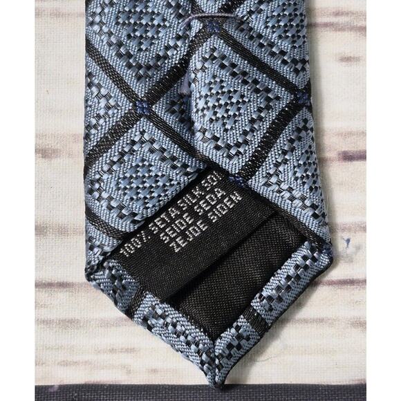 Dolce & Gabbana Blue And Black Geometric Print Tie 100% Silk Necktie - Picture 6 of 6